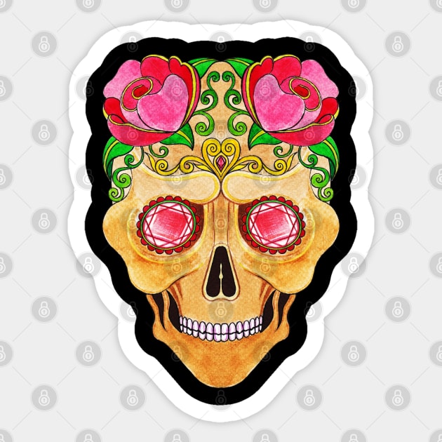 Sugarskull fancy vintage and ruby day of the dead. Sticker by Jiewsurreal